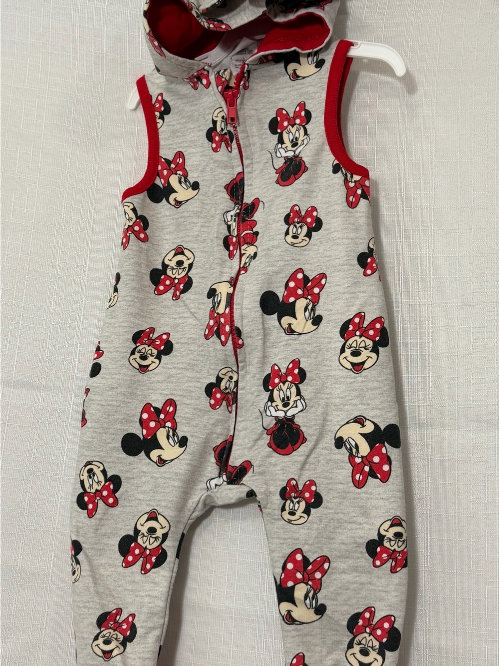 Disney Gray & Red Minnie Mouse Sleeveless Hooded One-Piece